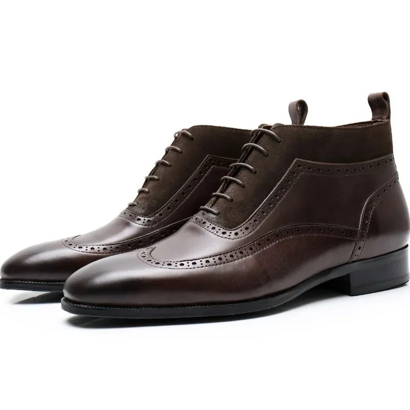 

Genuine Leather Mens Chelsea Boots Luxury Handmade Quality Comfortable 2025 Autumn British Style Ankle Brogues Social Shoes Man