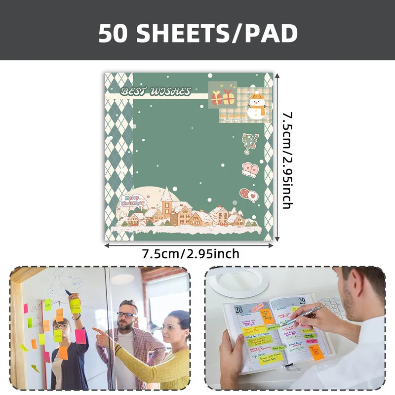 2pcs Christmas Sticky Notes，Santa Claus Message Sticky Notes，Portable Notebook，School Office Holiday Gift Atmosphere Decoration