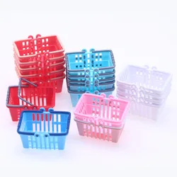 5pcs Dollhouse Mini Basket Plastic Rectangular Shopping Basket Miniature Supermarket Scene Simulation DIY Model Doll Accessories