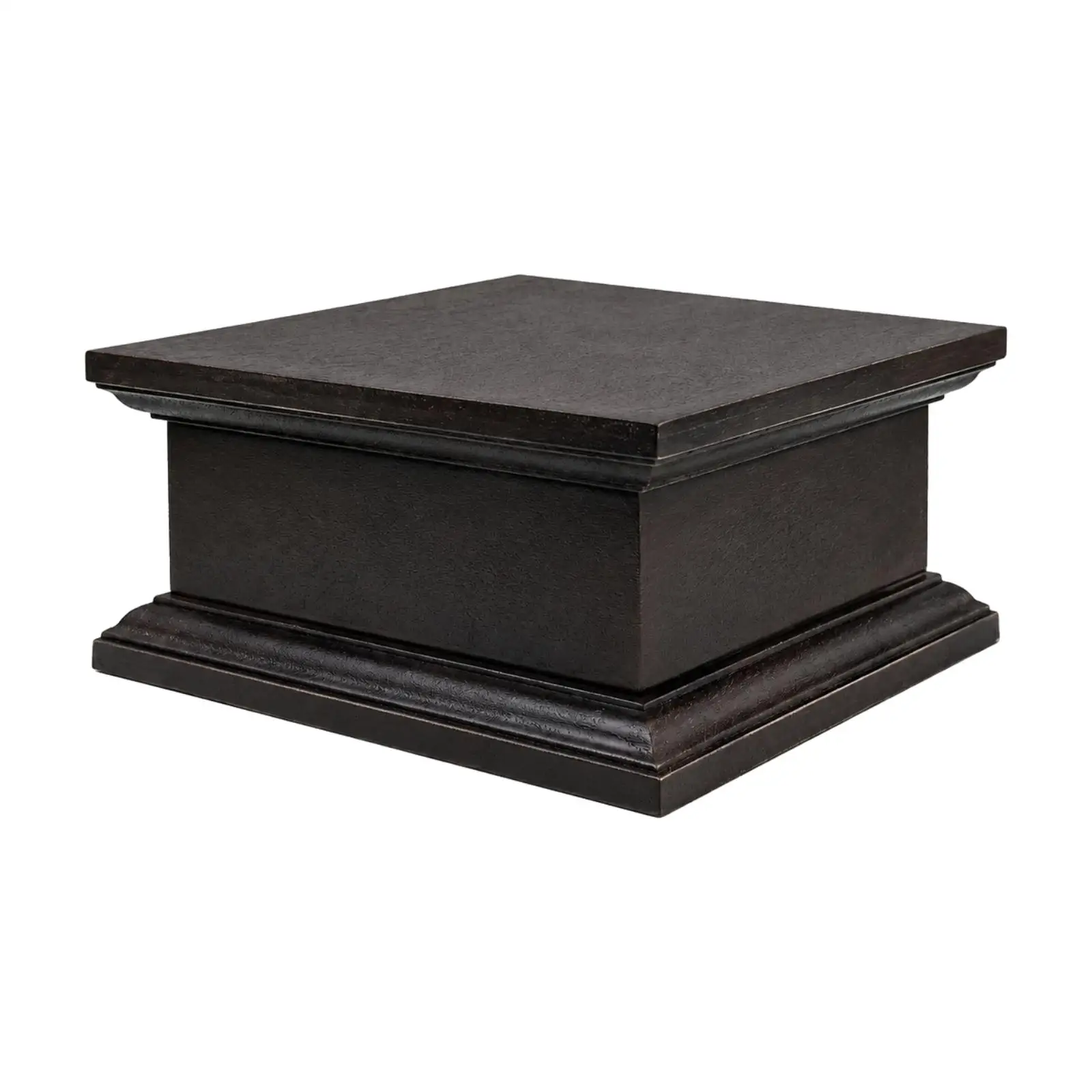 Square Display Pedestal with Molded Base Decorative Solid Wood Display Pedestal Wooden Riser with Bevel Beveled for Showcase