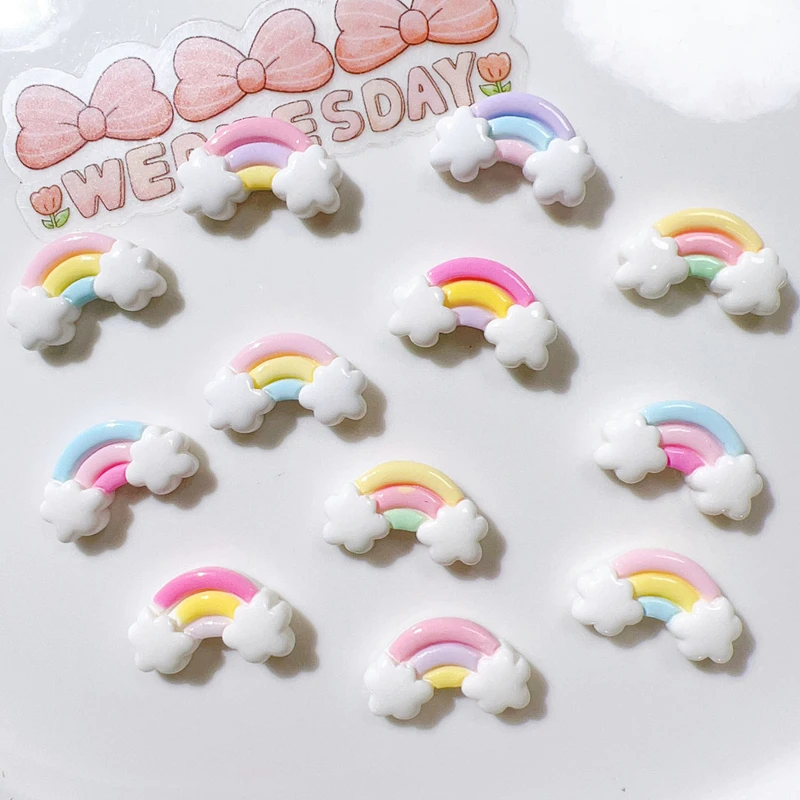 30 Pcs New Lovely Mini Kawaii Cartoon Clouds, Rainbows Resin Diy Jewellery Manicure Hairpin Accessories Decorate