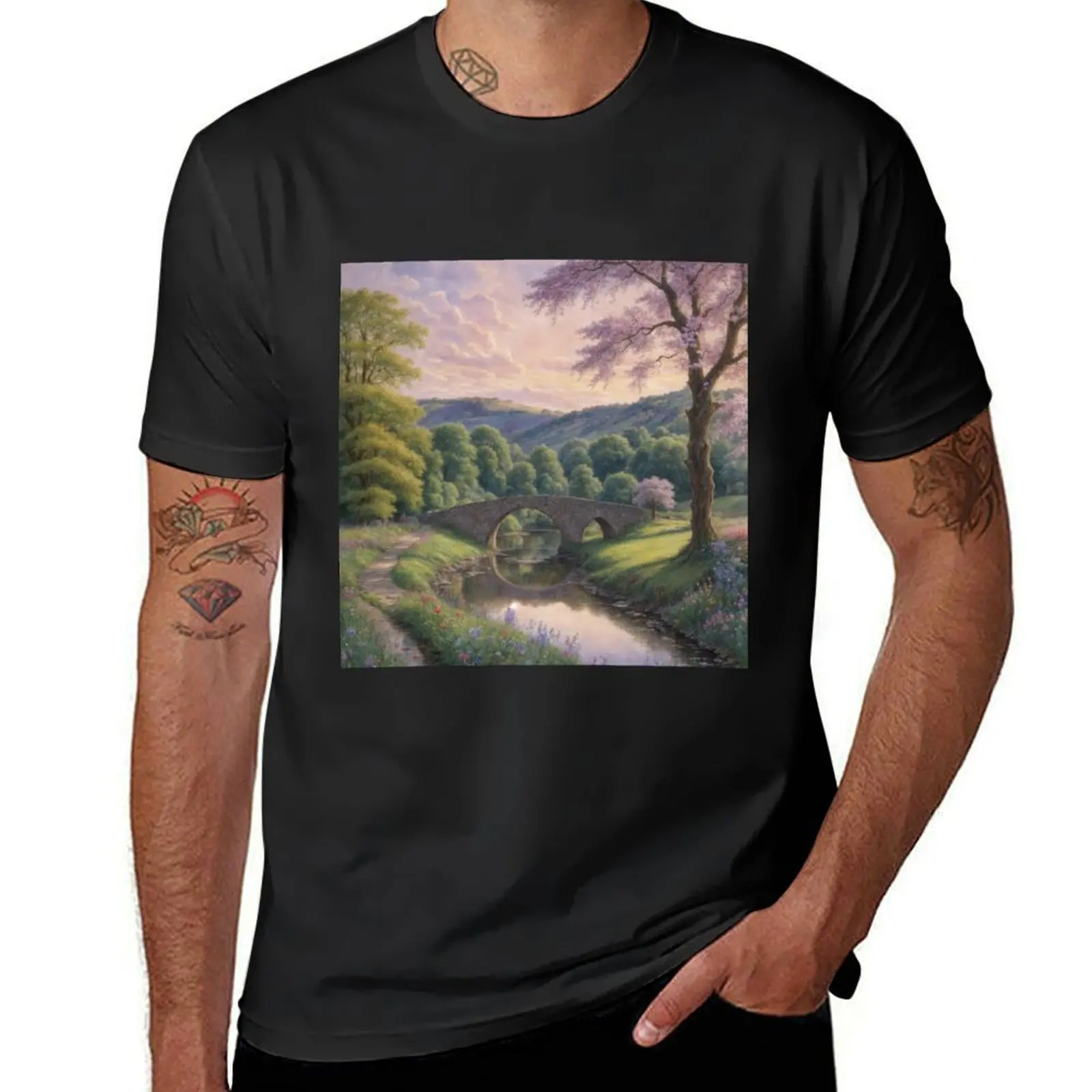 Bridge over a quiet river T-Shirt anime hippie clothes mens graphic t-shirts hip hop