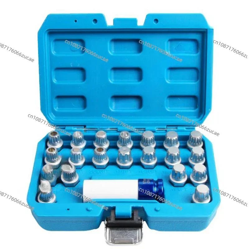 21pcs Wheel Lock Screw Socket Set for Wheel Locking Key Removal Tool Kit Anti-Theft Lug Nut Screw Socket