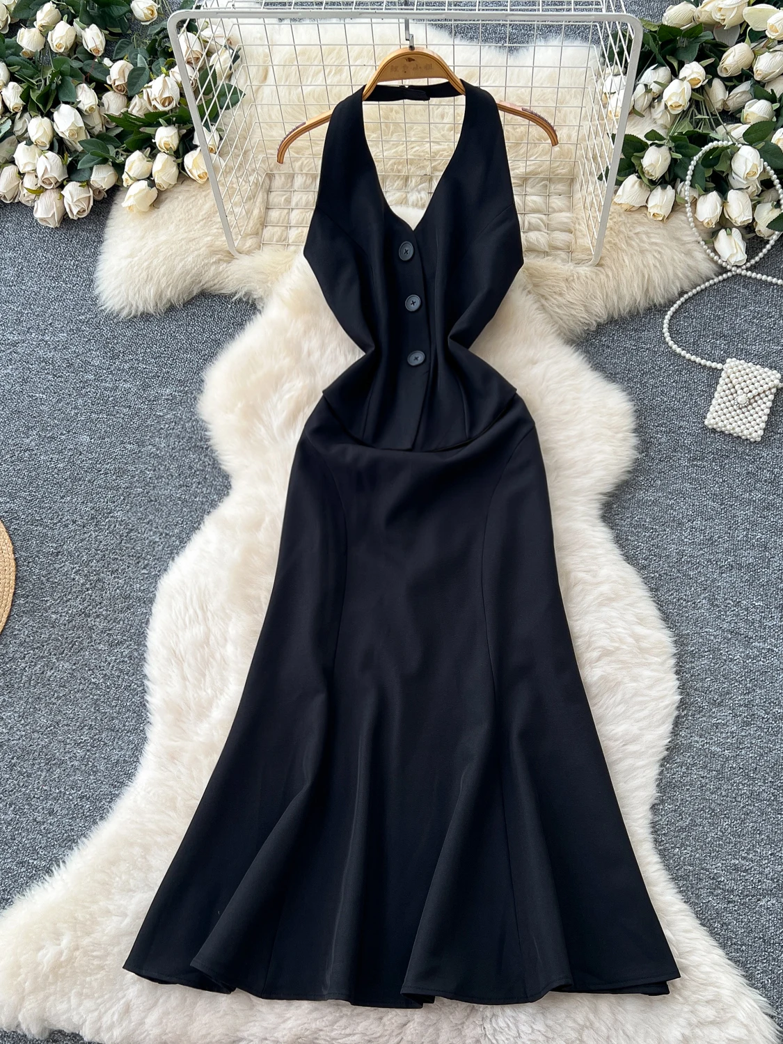 Ele Summer Long Dr Damen-Kragenkleid, reine Farbe, Blo Design, Aosphere A-Linien-Rock für reife Damen, ort Sve