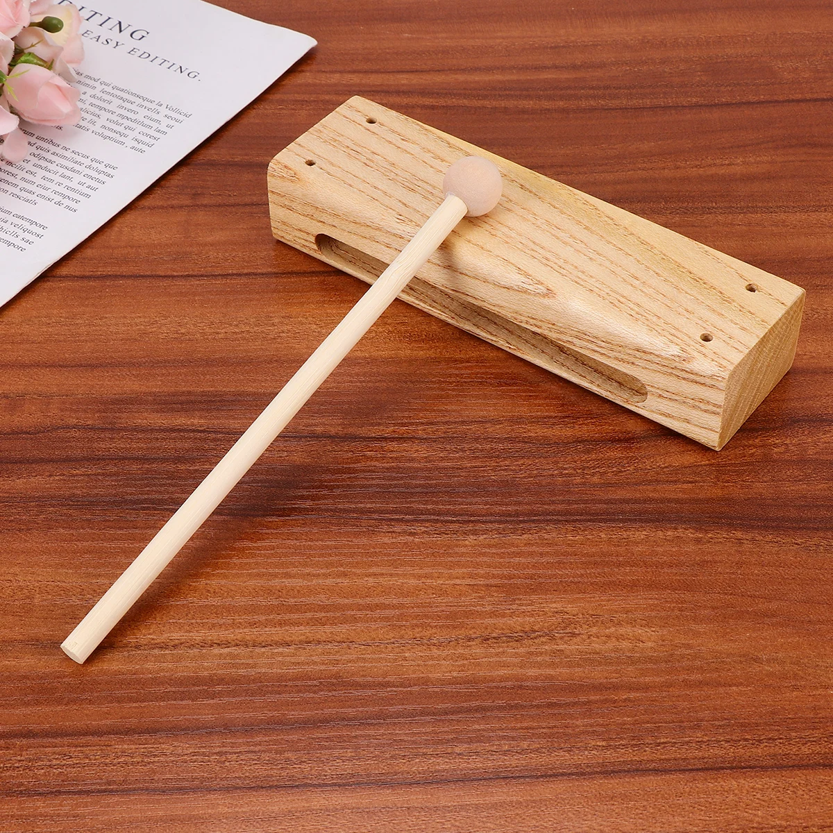 

Wood Block Percussion Instruments Solid Hardwood Loud Sound Strong Penetration Smooth Edges Durable With