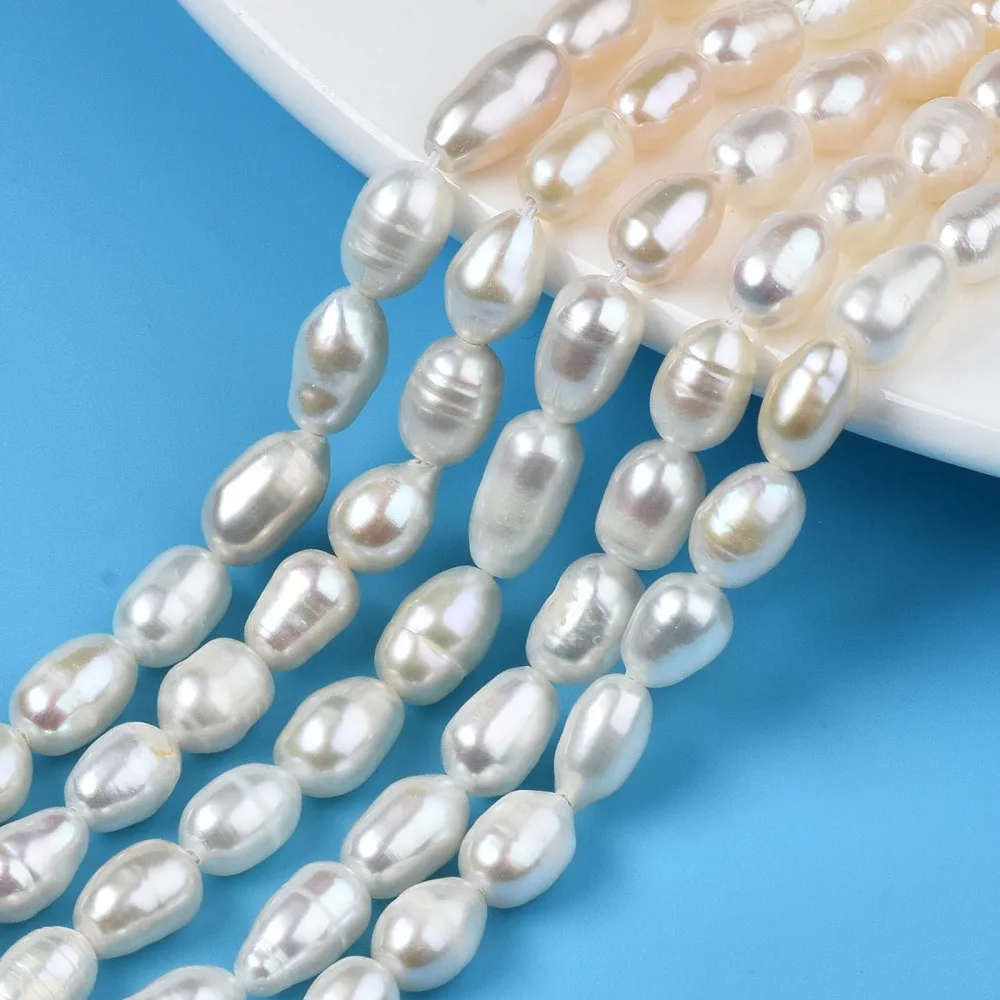 

1Strrand Natural Cultured Freshwater Pearl Beads Strands Rice Shape Pearl Beads for jewelry making DIY bracelet necklace decor