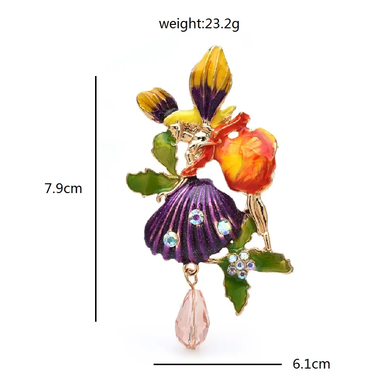 Wuli&baby Pretty Spirit Girl Brooches For Women Unisex Enamel Cartoon Shell Lady Figure Party Office Brooch Pin Gifts