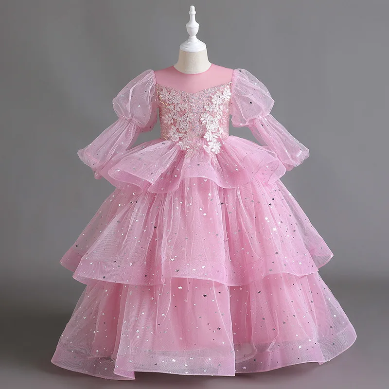 

Gorgeous Long Wedding Bridesmaid Dresses New Long Sleeve Girls' Piano Performance Costume: Children's Carnival Princess Dress