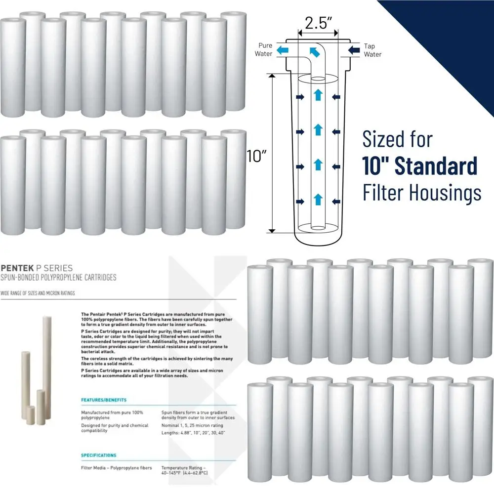 

10-Inch Under-Sink Sediment Filter Cartridge, 25 Micron, Pack of 24