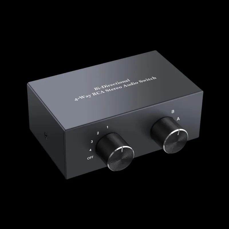 4 Channel Stereo L/R Bidirectional Audio Switcher Support 1 Input 4 Output or 4 Input 1 Output Analog Sound Signal Splitter