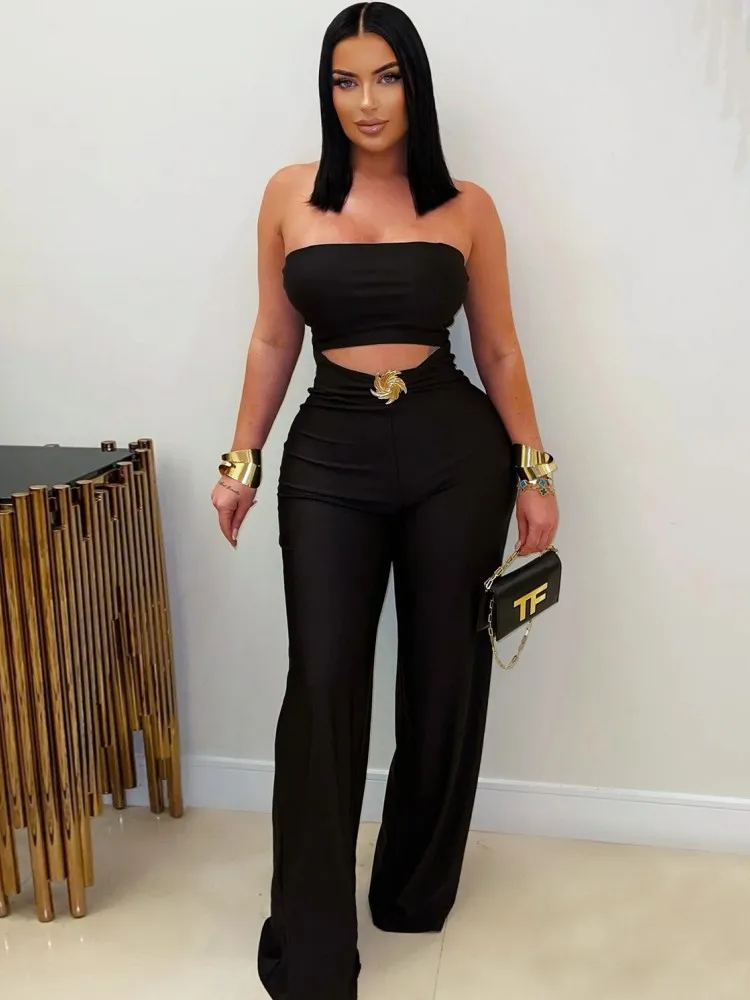 

Solid Women Jumpsuits For Autumn Winter Sleeveless Slash Neck Loose Fashion Streetwear Overalls Wide Leg Pants Trousers 2025