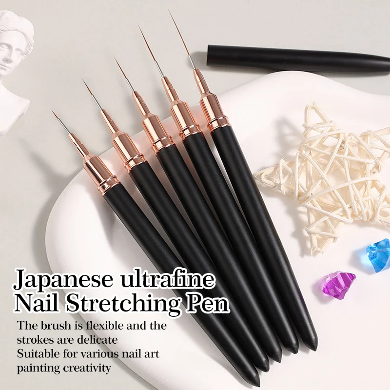 ชุดแปรงเพ้นท์เล็บมืออาชีพ 5 ชิ้น ชุดแปรงเจลยูวีสำหรับเพ้นท์ลายเส้นแบบฝรั่งเศส วาดลายดอกไม้ ปากกาทำเล็บ