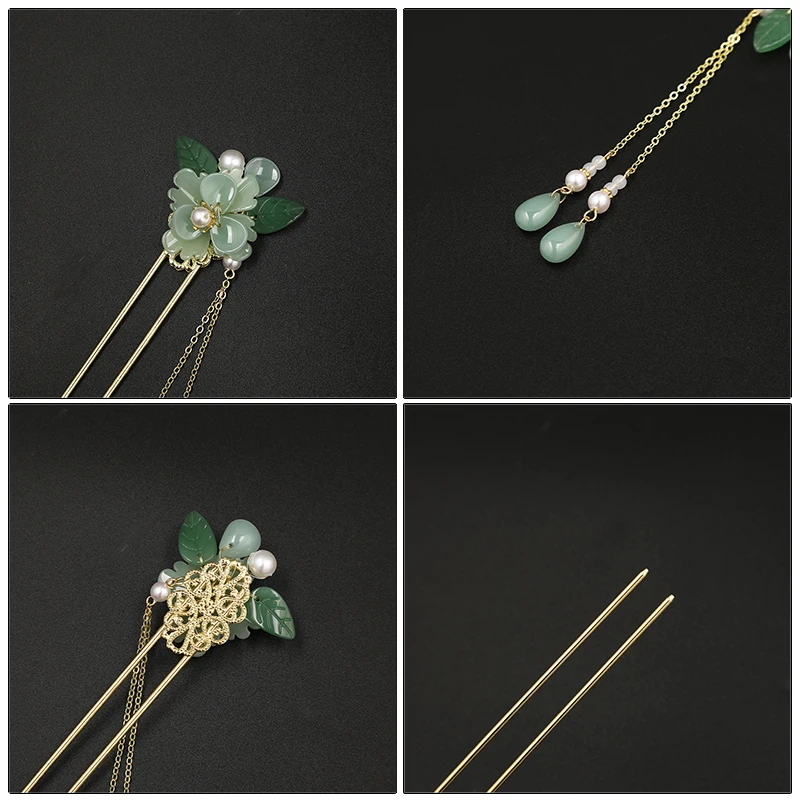 AWAYTR Fashion Metal Hanfu Hair Sticks for Women Tassel Hair Clip Pins Minimalist U Shape Girls Hairpins Hair Bun Headwear