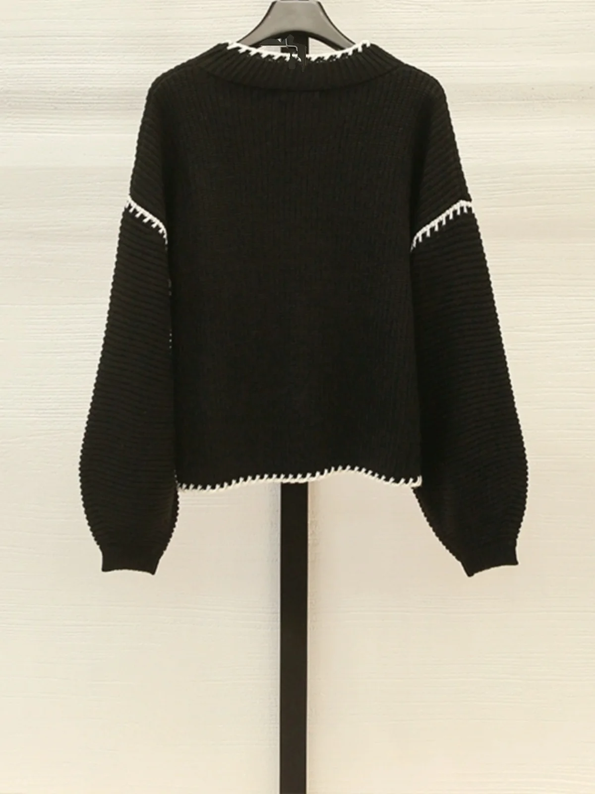 

High-End Women's Sweater Casual Loose Bubble Sve Color Blo Knitted Top Faionable Versatile Women's Clothing