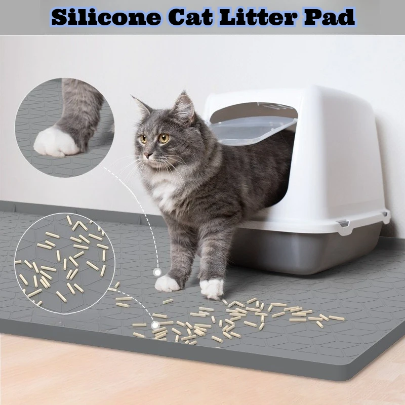 

Silicone Cat Mat Litter Tracker Waterproof Paw Cleaner Non Slip Floor Mat Kitty Litter Box Easy Wipe Clean Durable Pet Pad