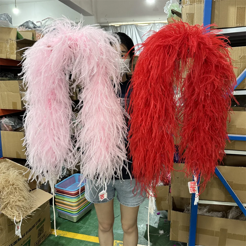 

6/8/10/20/30PLY Ostrich Feather Boa Red Pink Wedding Feather shawl scarf Handmade Crafts Boa White ostrich feather boa 10 ply