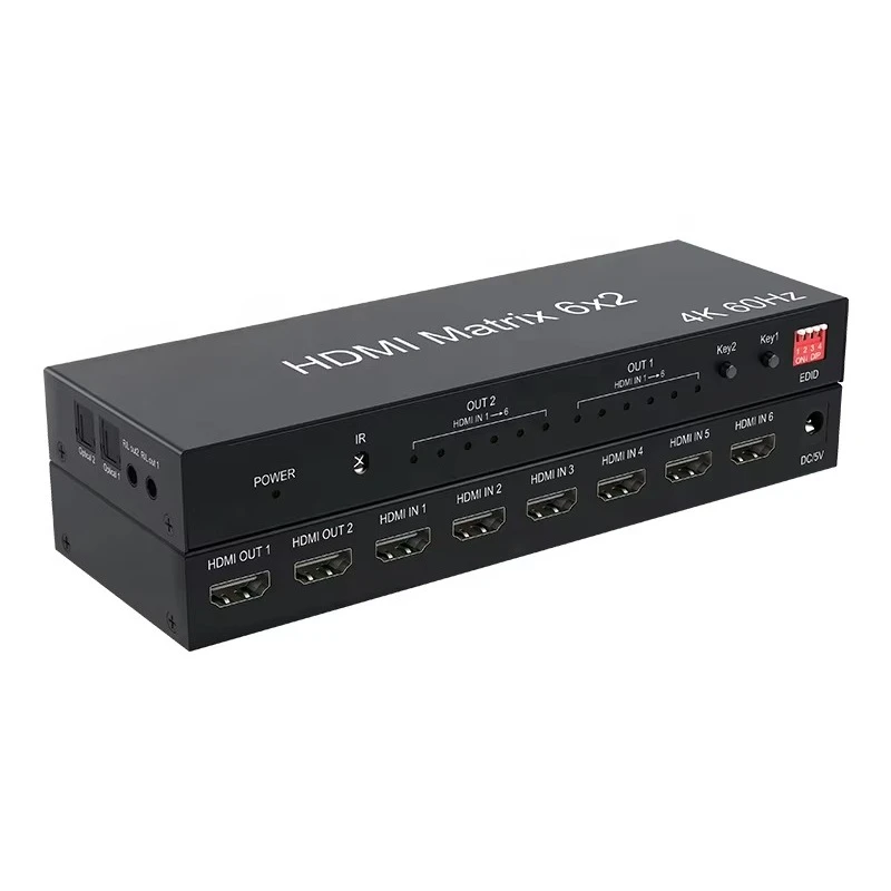 6x2 for 2.0 Matrix 4K60HZ Optical   o TV Switcher 6-In-2-Out Conferencing Video Black 305g Consumer Electronics Store