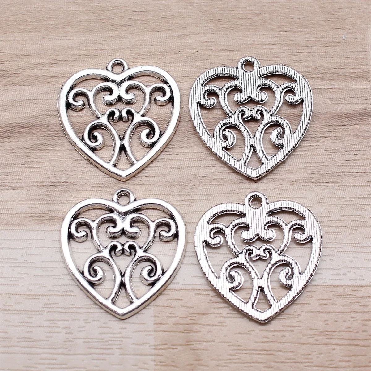 IFOCUS 10pcs/Lot Heart Charms For DIY Jewelry Making Zinc Alloy 22x21mm/0.87x0.83inch