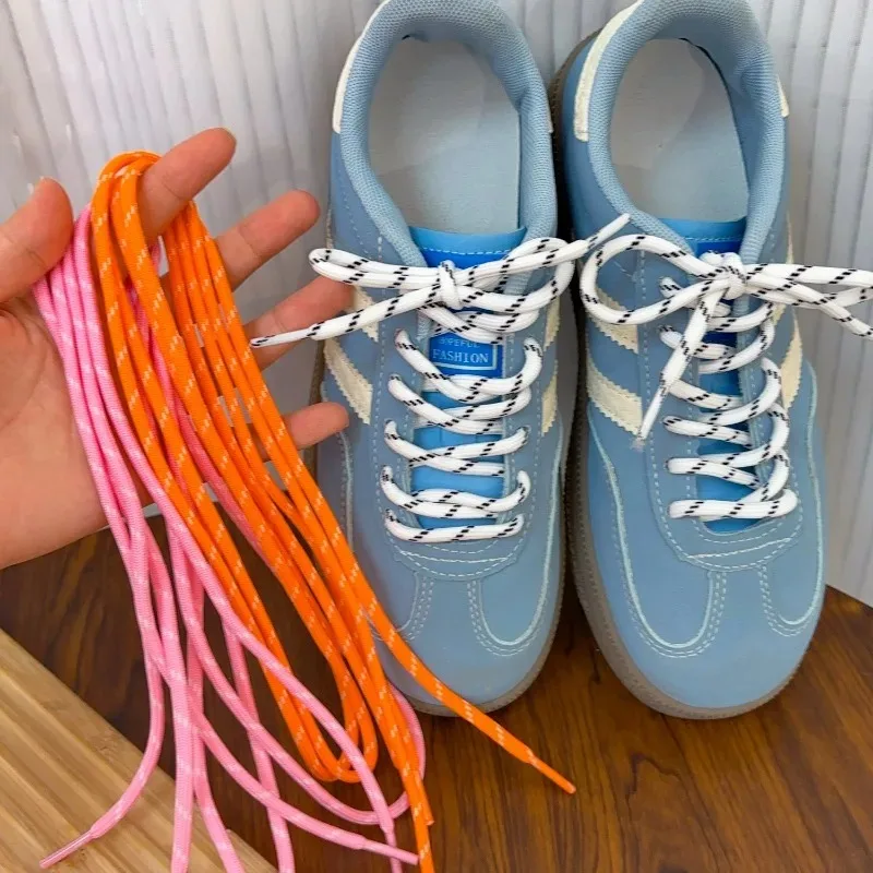DIY Colorful Diagonal Dots Round Rope Shoelaces Coarse Weave Polyester Shoes Laces for Women Men Sports Casual Sneaker Shoes