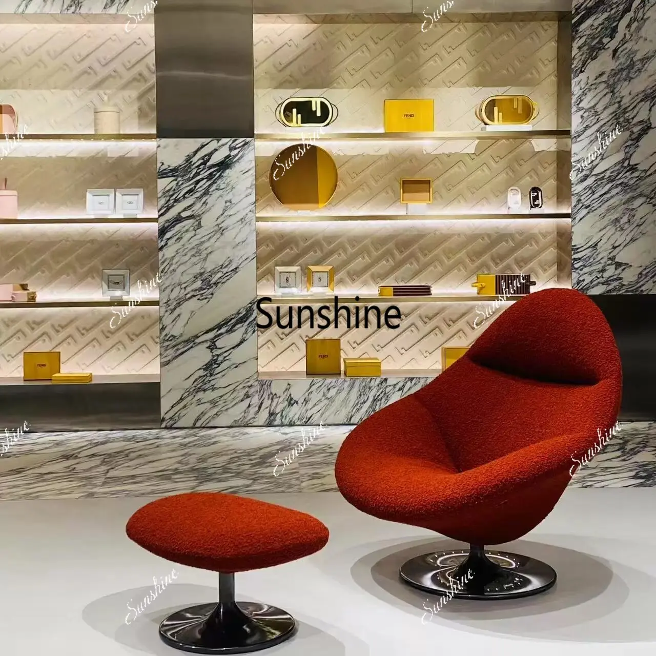 FRP casual single back chair living room plush rotatable sofa chair