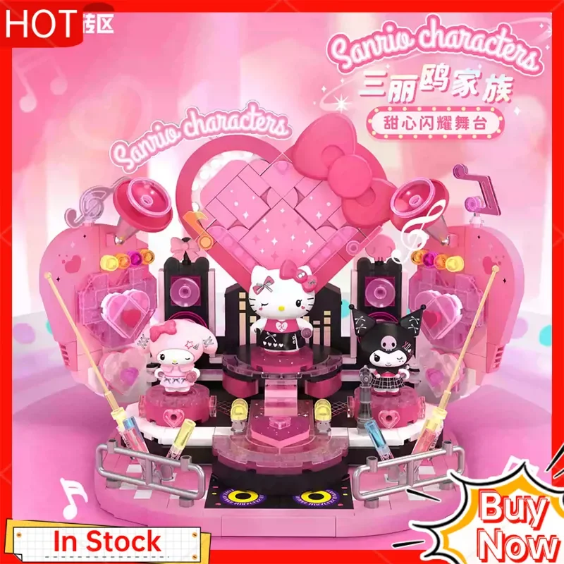 

AREAX Sanrio Characters Sweet Heart Shining Stage Blind Box Building Blocks Cute Hello Kitty Assembly Construction Toy for Kids