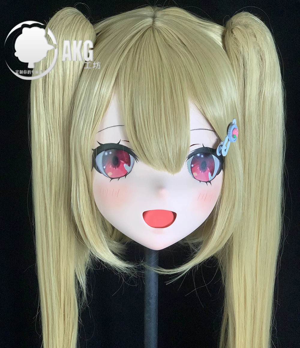 (AL63) Customize Character Crossdress Female/Girl Resin Half/ Full Head With Lock Cosplay Japanese Anime Game Role Kigurumi Mask