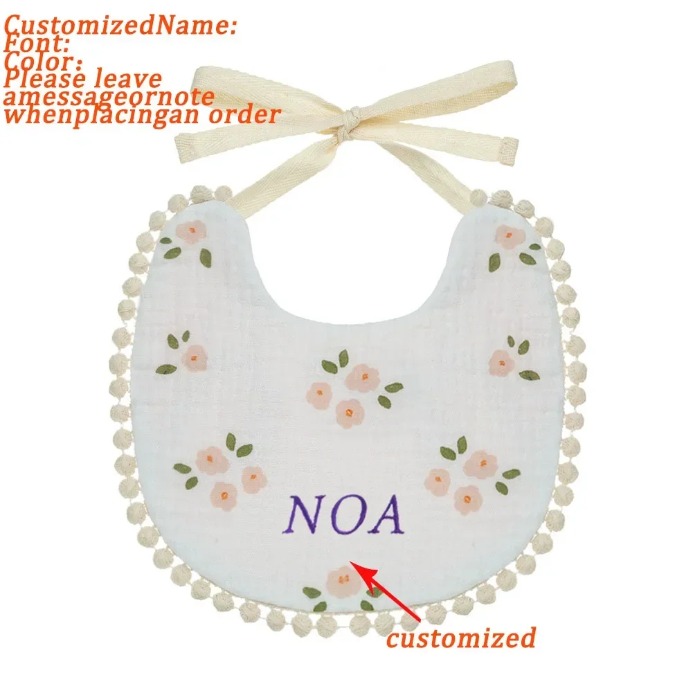 Personalized Gift Baby Apron Custom Stuffed Baby Name Muslin Cotton Baby Boys Kid Bibs Waterproof Girl Accessory Newborn Infant