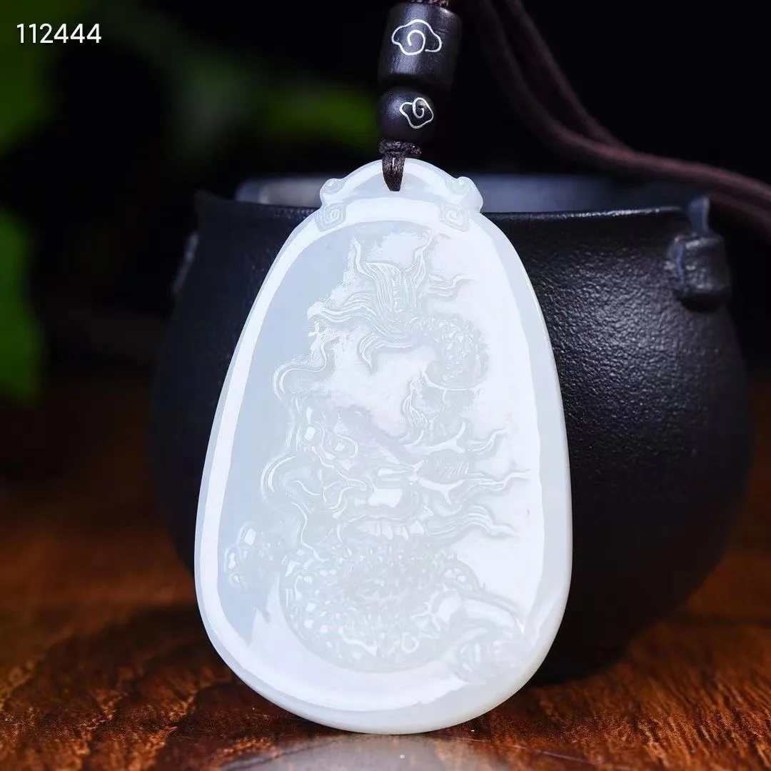 Natural 100% real white hetian jade carve Zodiac Rat jade pendant Bless peace necklace jewellery for men women gifts luck