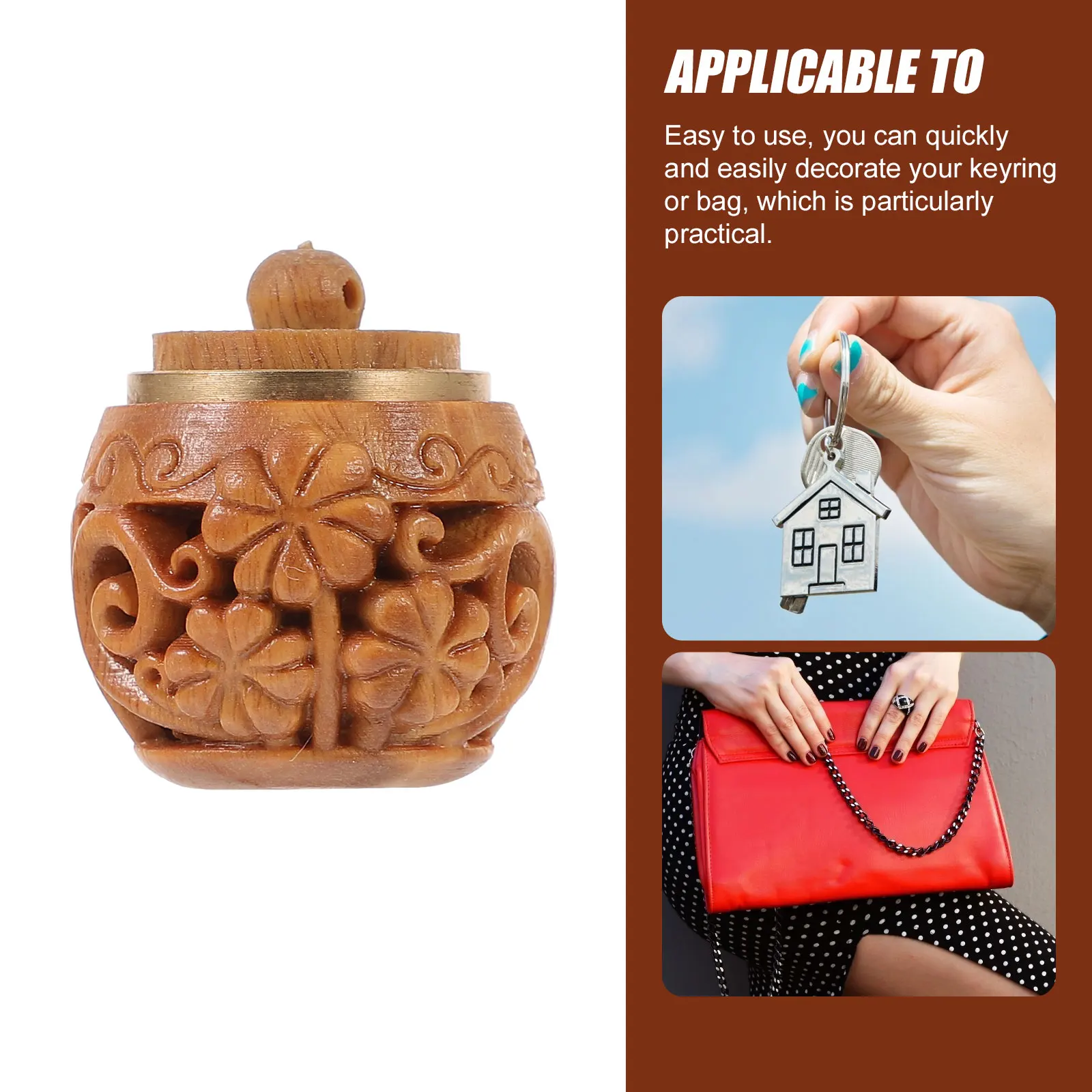 

Hollow Lotus Sachet Wooden Aroma Diffuser Pendant 4 Petals Design Lightweight DIY Keychain Bag Decor Accessory