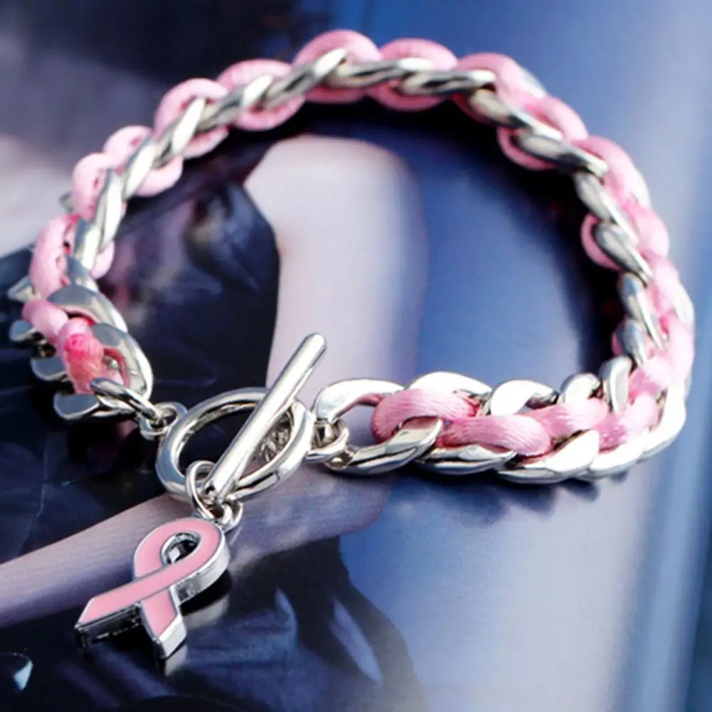 Breast Cancer Awareness Jewelry Breast Cancer Awareness Bracelet Pink Ribbon Charm Jewelry Inspirational Gift for Survivors