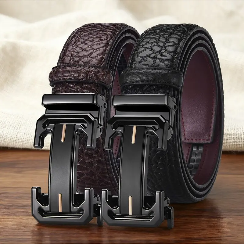 

Высококачественный мужской ремень из натуральной кожи для делового стиля и джинсов, винтажный ремень для мужчин, роскошная автоматическая пряжка