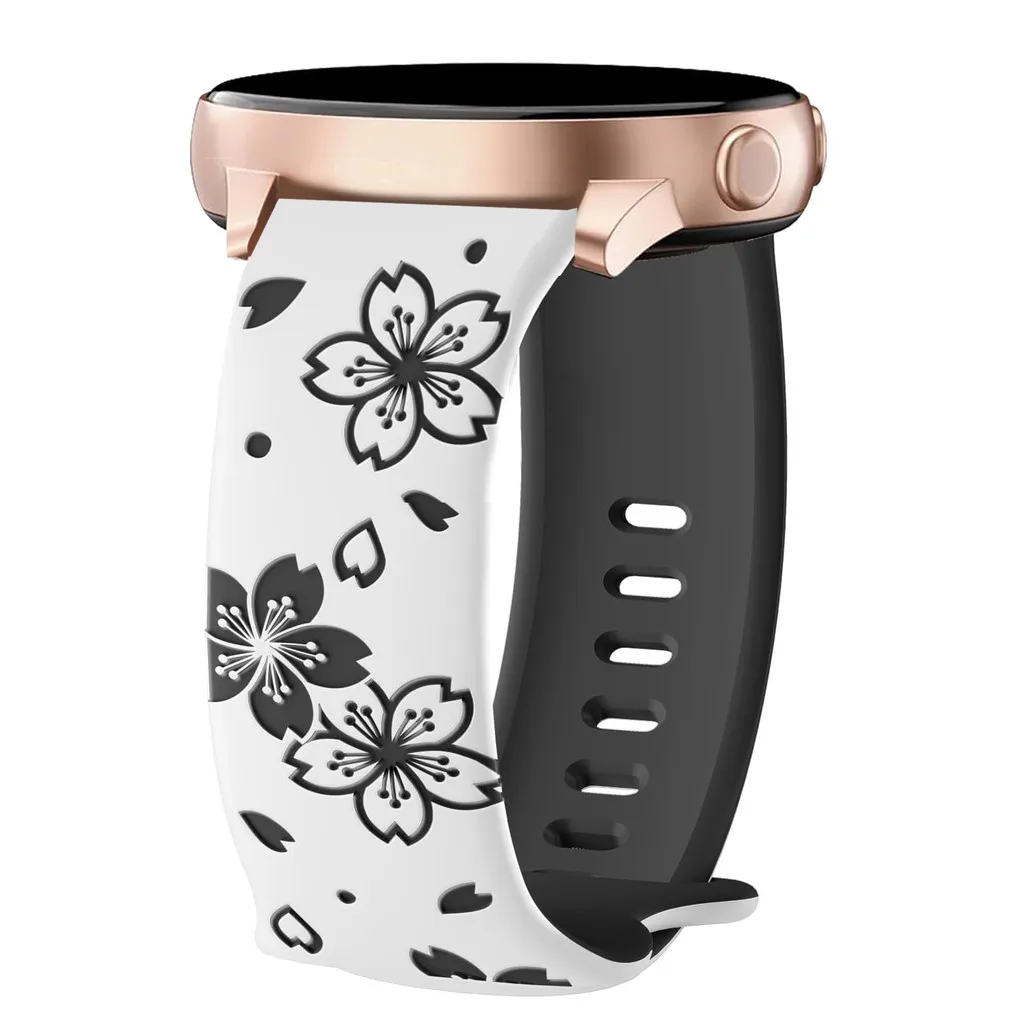 Tweekleurige siliconen band gegraveerde band voor Samsung Galaxy Watch 7/6/5/4/Active 2 40 mm 44 mm/Watch 5 Pro 45 mm/Watch 3 41 mm bandjes