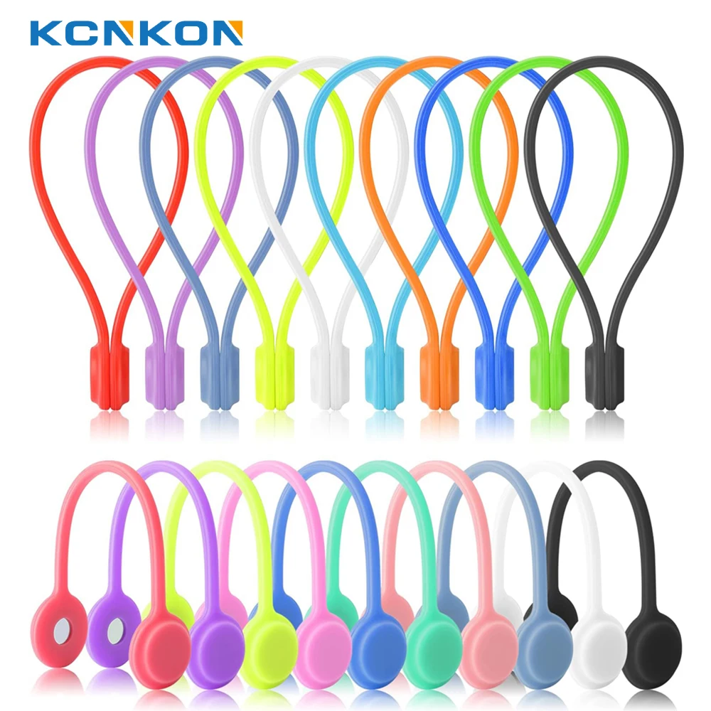 Upgraded Magnetic Cable Ties Silicone Cable Management Ties Magnet Twist Ties Reusable Cord Clips for Bundling, Organizing