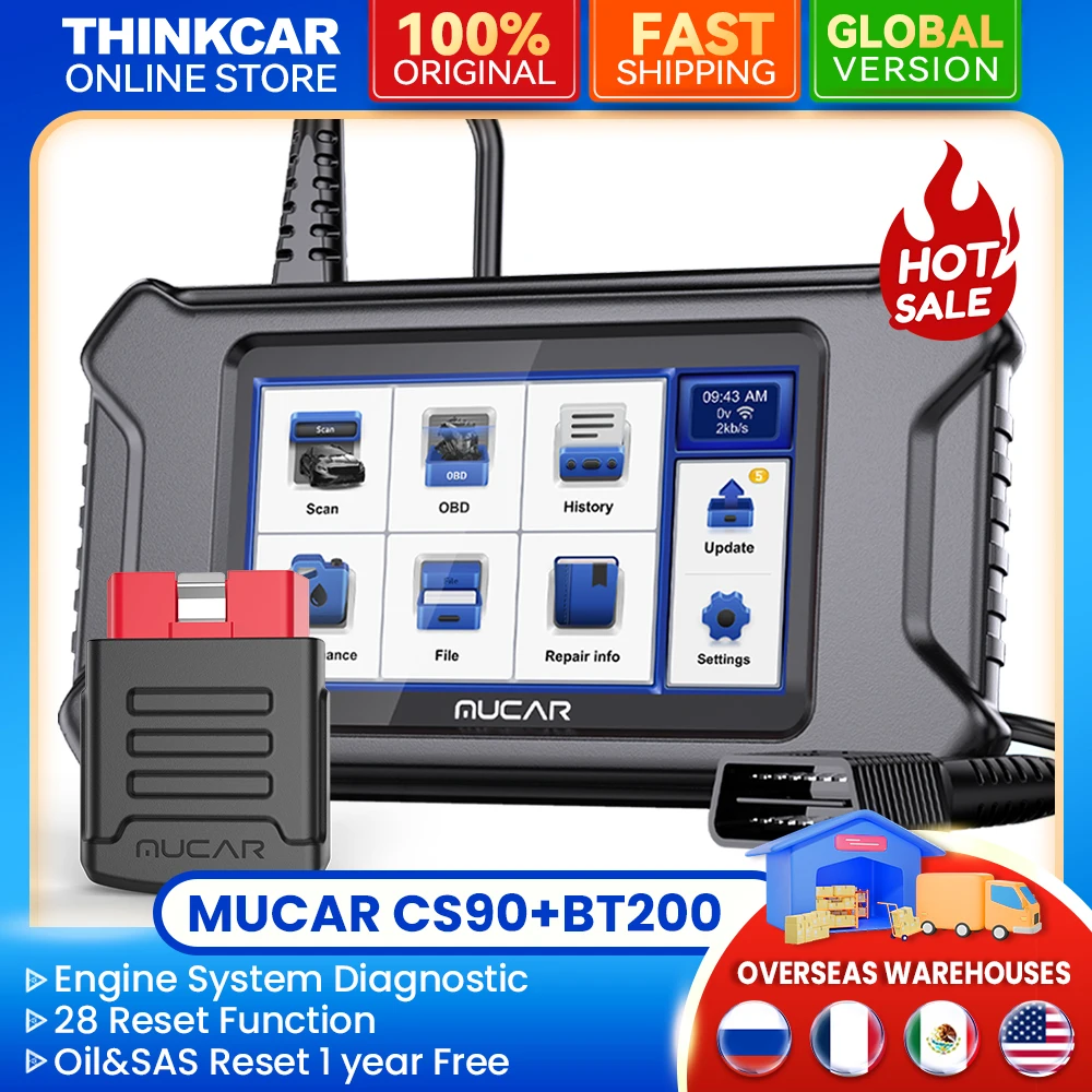 MUCAR CS90 OBD2 Scanner tools BT200 full system 28 Maintenance ECM System Lifetime Free Updater for All Car Scan Diagnostic Tool