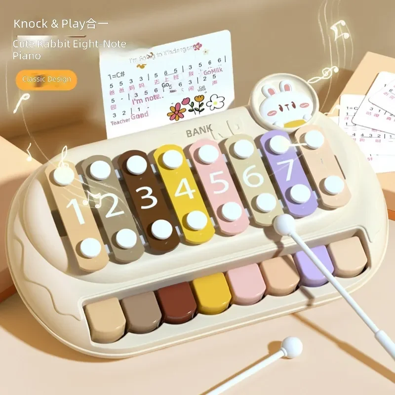 Baby Piano Toy Octave Hand Playing Two in One Musical Instrument Early Education Percussion Music Gift for Infants 6 to 12