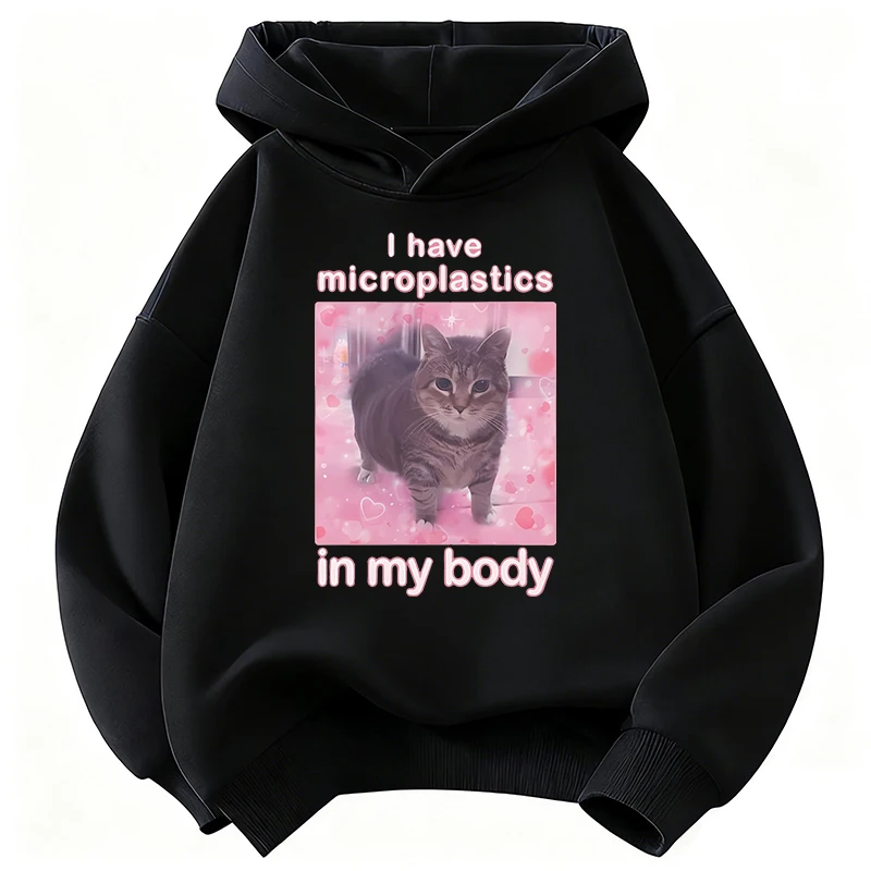 Modischer, süßer, mit Katzenmuster bedruckter, lässiger Sweatshirt für Jungen und Mädchen, bequemer, warmer Kapuzenpullover für kleine Mädchen im Herbst und Winter