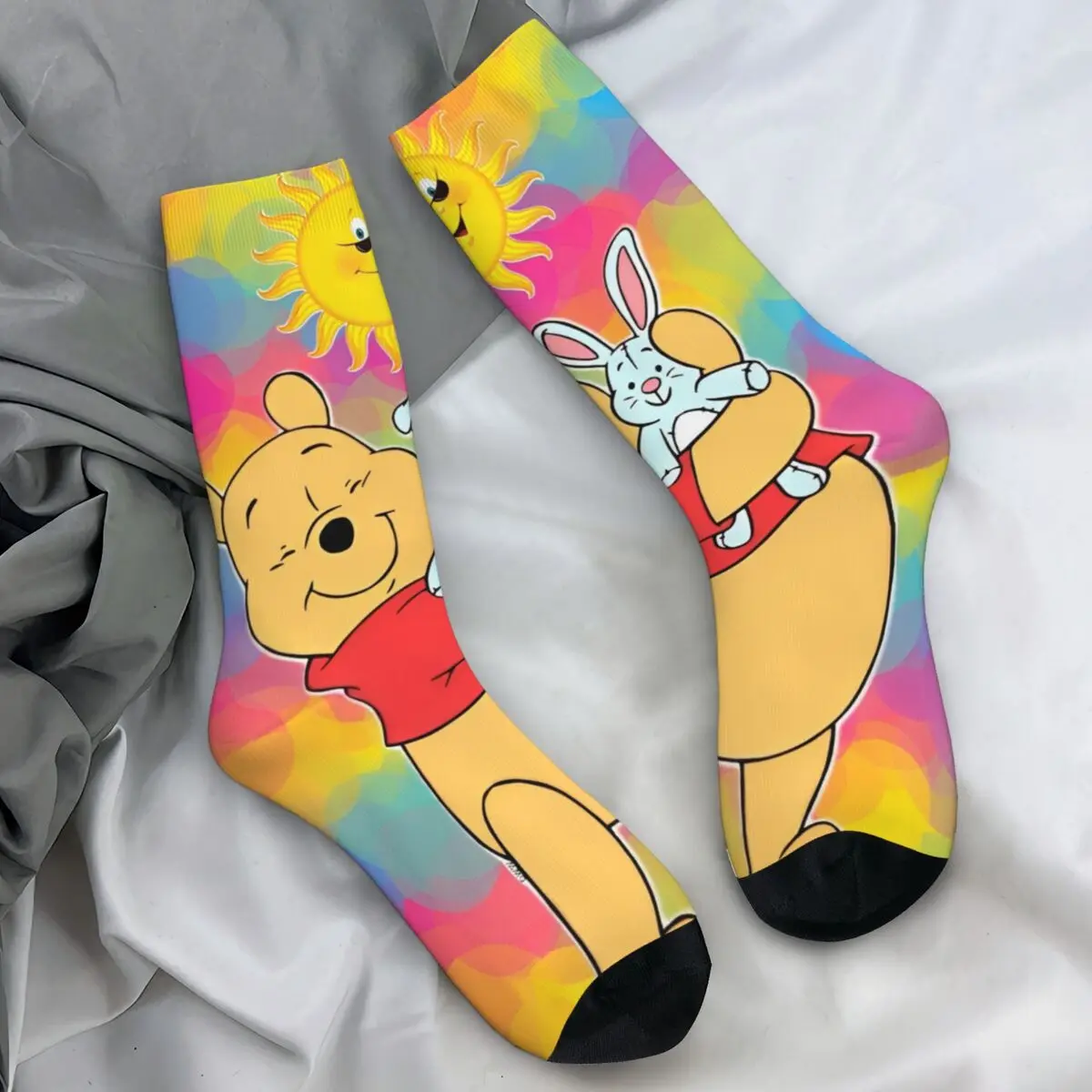 Winnie The Pooh Cartoon Socks Kawaii Stockings Autumn Anti-Slip Women Men Socks High Quality Custom Running Sports Socks