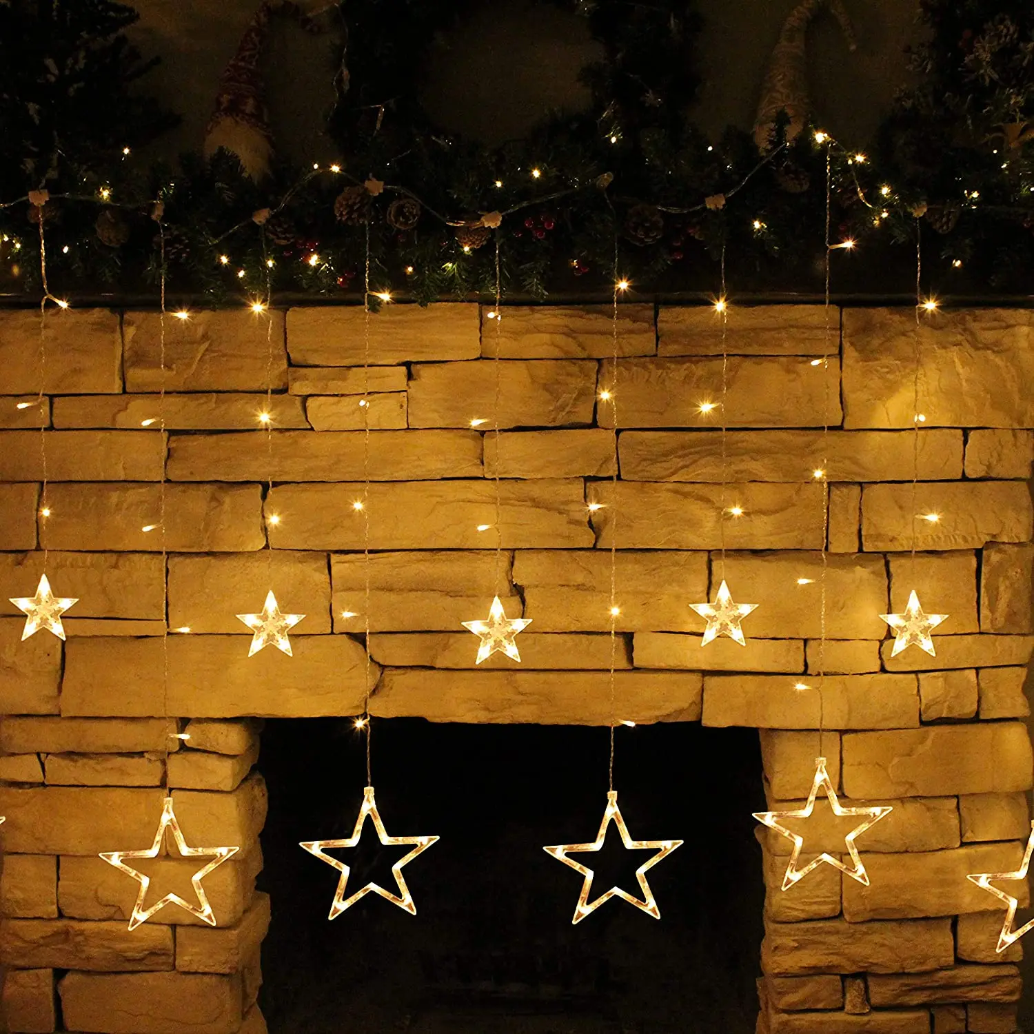 Fairy String Girly Star Curtain Light Garland Bedroom Garden Banquet Room Christmas Holiday Wedding Party Lights Decoration