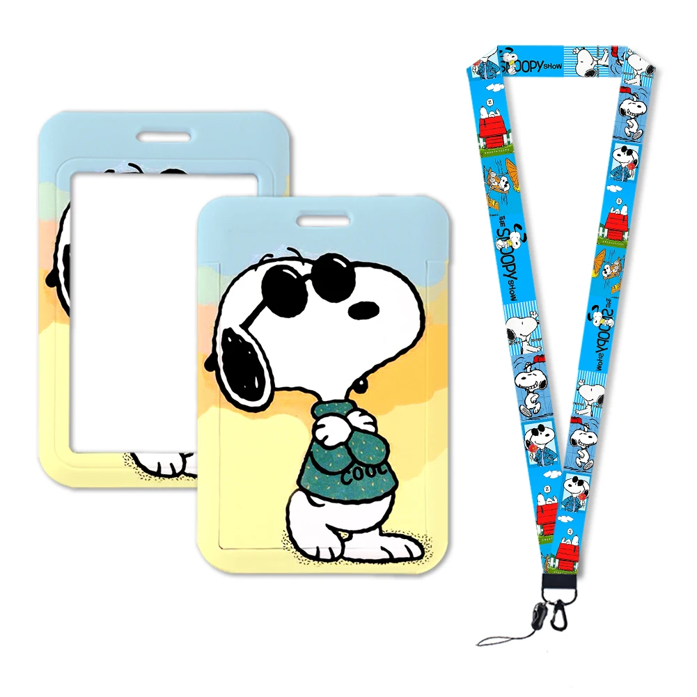 Cartoon Snoppy Cordini Portachiavi Porta badge carino ID Carta di credito Pass Hang Rope Porta carte di credito bancarie Chiavi Accessori Regali