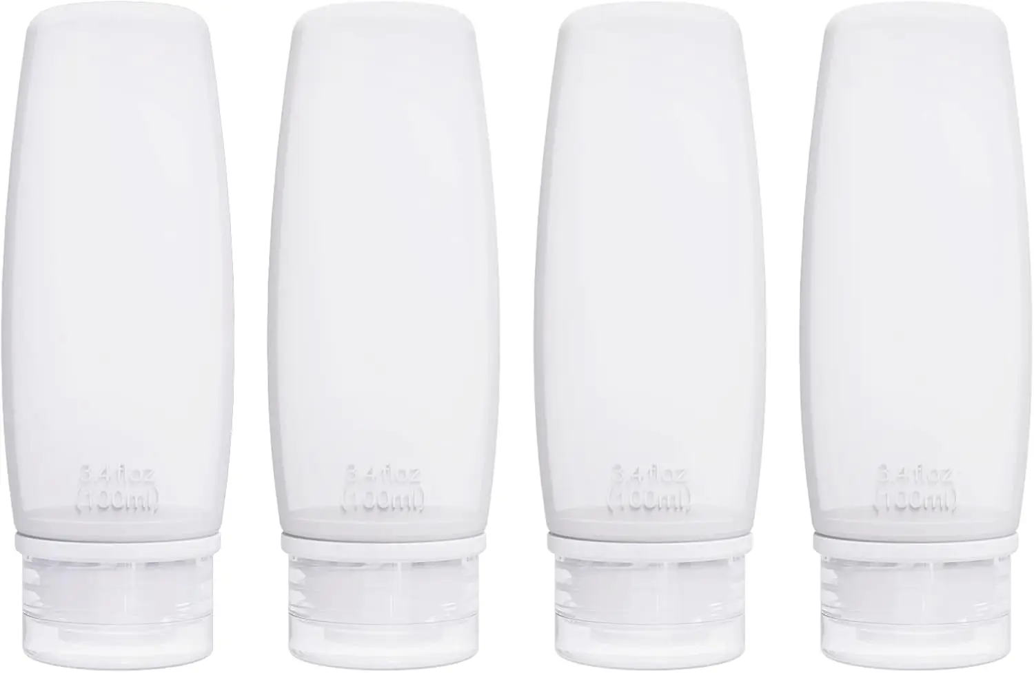 

TSA Approved Silicone Travel Bottles Set 4 Pack Leak Proof Refillable Squeeze Bottles for Shampoo Conditioner Body Lotion