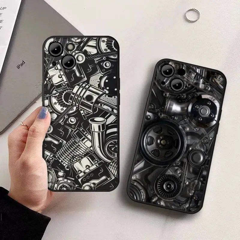 Automobile Spare Parts Car Engine Pis Phone Case for Iphone 14 13 12 11 Pro Max XR XS Mini 8 15 Plus Phone Full Coverage Covers