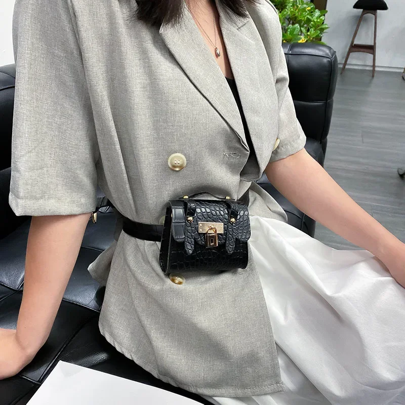 Marsupio donna New Crocodile Pattern Belt New Mini Chain Decoration Belt Bag Messenger Small Bag Cool marsupio