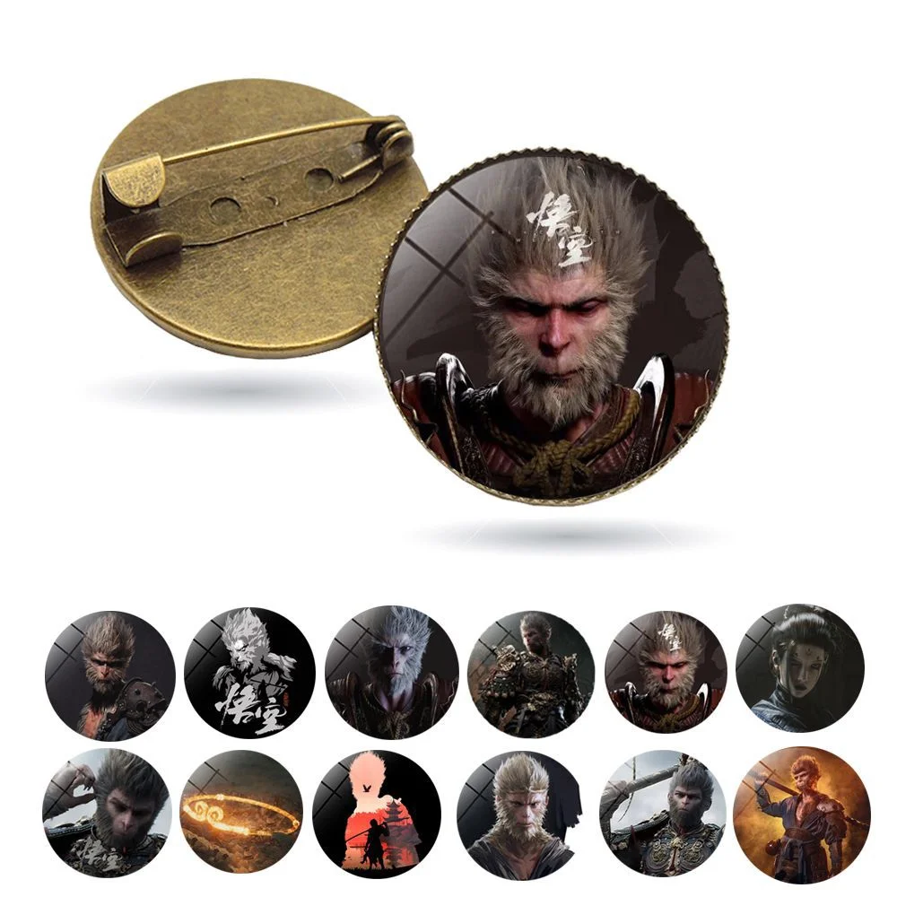 

Anime Game Myth Fans Cos Wukong Cosplay Accessory Printed Circle Brooch Cosplay Pin Gift for Adult Women Men Fan