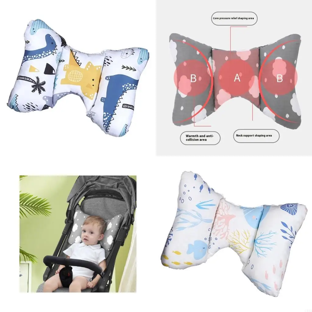 

C5AA Portable Baby Travel Pillow Vibration Reduction Neck Soft Cotton Cushion For Strollers Bassinet