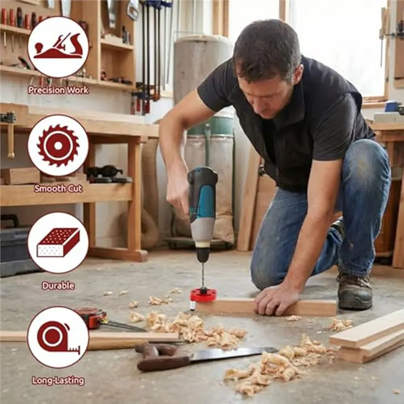 TKOH-Dowel Drill Kit- Adjustable Self Centering Doweling Jig With 2/3/4/5/6/7/8/9/10 Mm Drill Bush Bits& 6/8/10 Mm Dowel Hole Dr