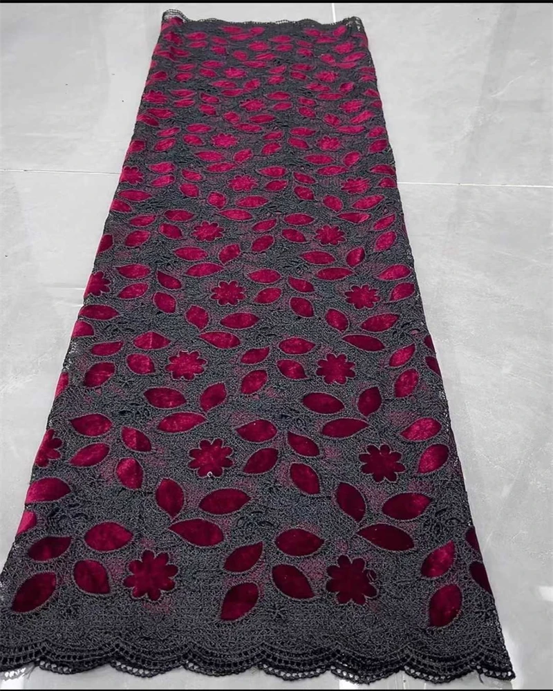 

Premium Velvet Guipure Lace Fabric High-Quality Hollow out Embroidery Superbly Lush Exclusive Gorgeous Fabric for Fashion Projec