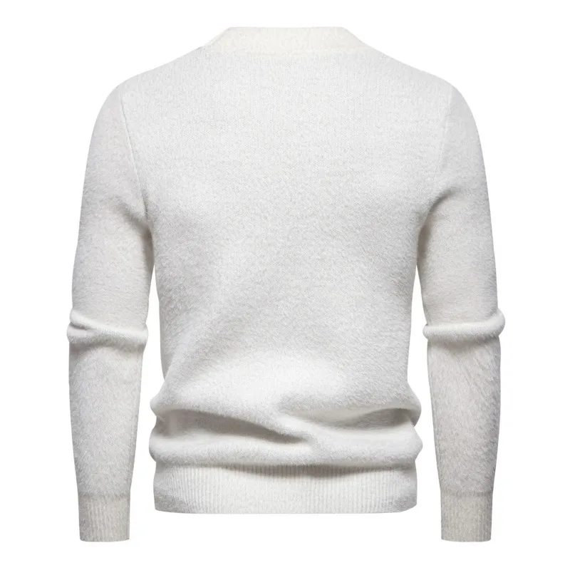 Men's New Solid Color Crew-neck M Letter Long-sleeved Sweater Stylish and Comfortable for Autumn and Winter Pullover