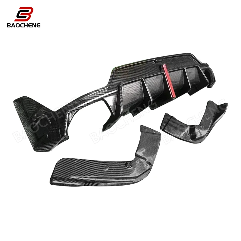 

Carbon fiber rear bumper diffuser suitable for BMW 3 Series G20 G28 LCI 2024+rear lip, with LED light body kit