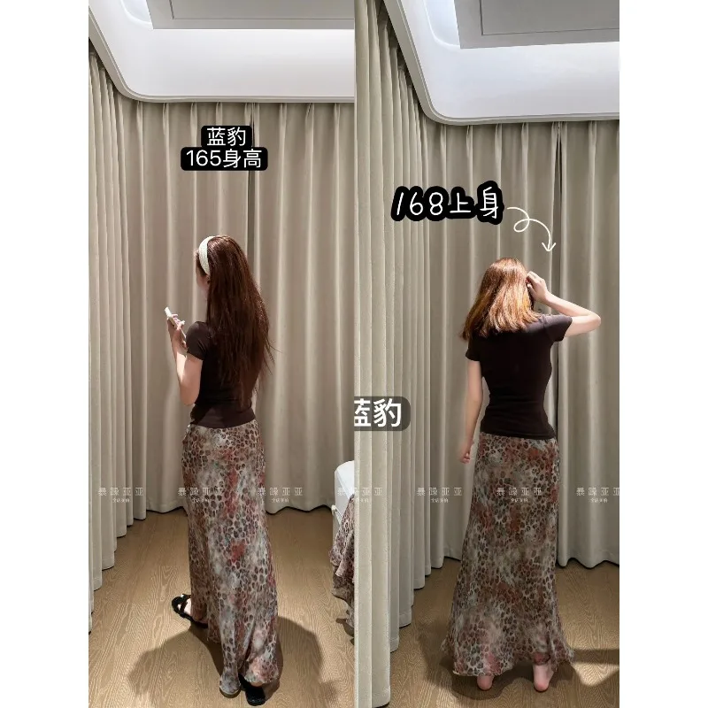 Autumn Fashion Chiffon Dress for Women with Slimming Versatile Style. Features Leopard Print Skirt That Comes with Natural Focus