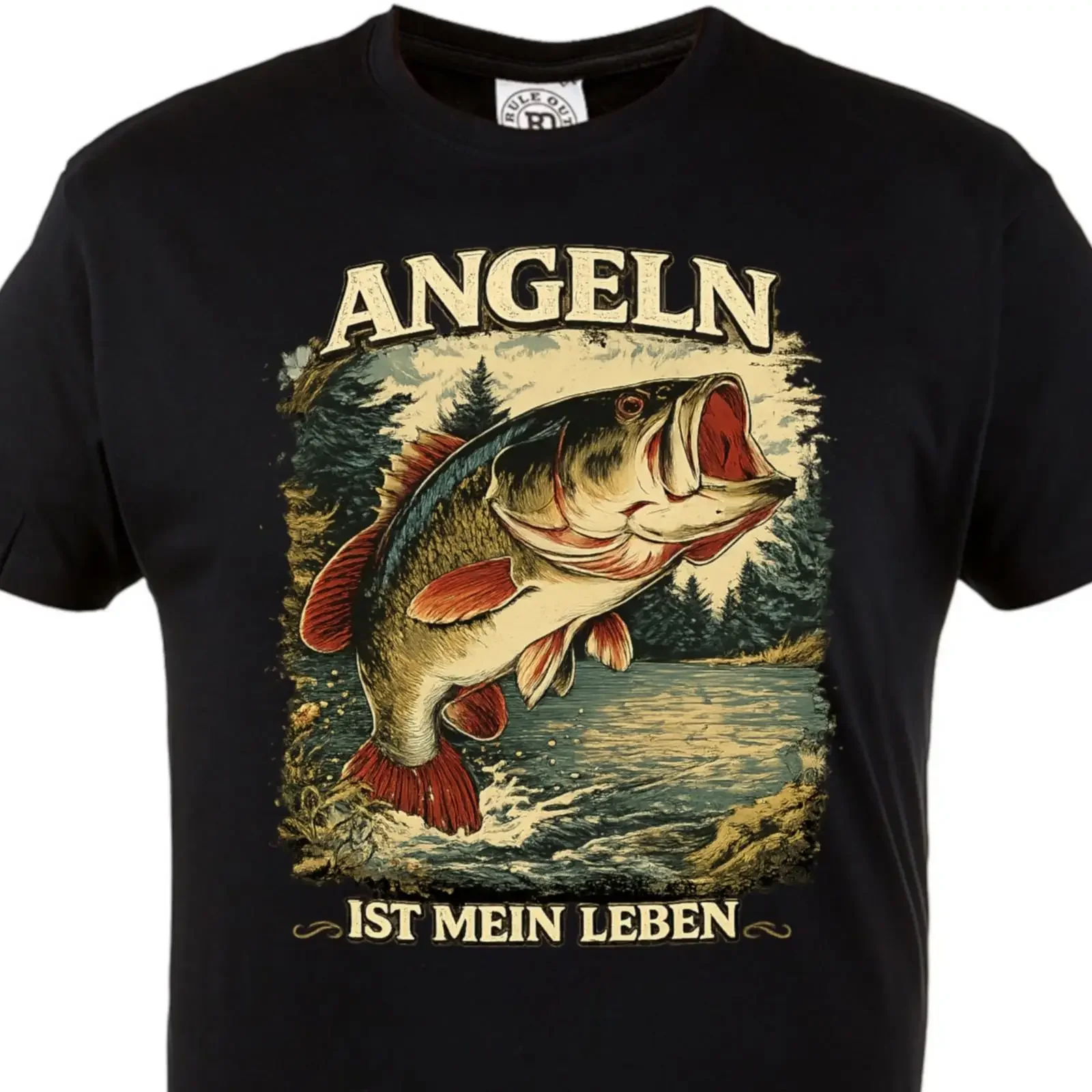 Angeln T Shirt Herren Fisch Spruch Ist Mein Leben Geschenk vintage Washed Slightly Stylish graphic Top For Everyday Wear